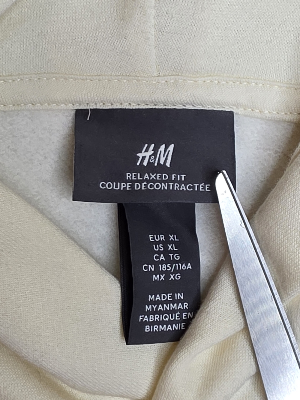 H&M Relaxed Fit Hoodie in a cream color with "Petrichor Syndrome" embroidered XL - Picture 2 of 6